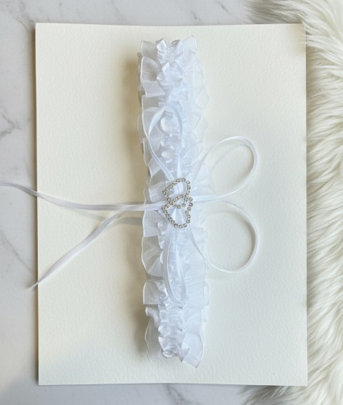 Podwiązka z kryształowymi serduszkami